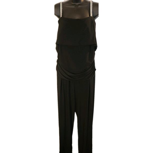 R&M Richards Womens Embellished Wide-Leg Cold-Shoulder Jumpsuit Plus Size 18 W. - Picture 11 of 14